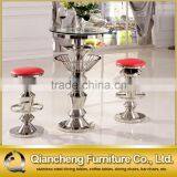 Stainless Steel Modern High Glass Top Round Bar Table BT07