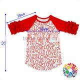 Boutique Baby Half Sleeve LOVE Printed Valentine Raglan Wholesale Icing Girl Ruffle Raglan T Shirt thumbnail-1