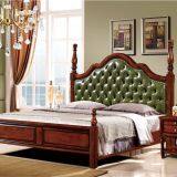 Высококлассная мебель из тхайской резино-деревянной массы. Реальная кожа для обивки. Шпонированная головная часть кровати. Двуспальная кровать thumbnail-2