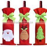 2016 New Cheap Christmas Decorations Red Santa Tree Wine Bottle Cover Bags Dinner Party Gift thumbnail-1