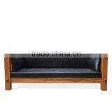 Teak Bench Natural Primitive With Leather Cushion thumbnail-3