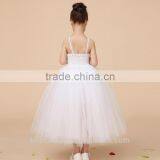White Spaghetti Straps Princess Flower Girl Dress For Weddings Girls Party Pageant Dress thumbnail-3
