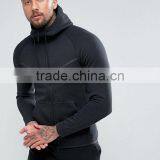 2017High Quality New Design Durable Drawstring Hood Cotton Polyester Sweat Black Casual Men Gym Sports Jacket thumbnail-1