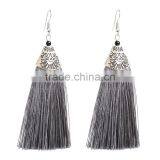 Bohemian Jewelry Vintage Alloy Cap Long Colorful Tassel Charms Earrings for Women thumbnail-5