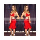 In Stock 2 Pieces Set 2015 New Fashion Bodycon HL Bandage Dress With Sexy Cut Out Crop Top thumbnail-2