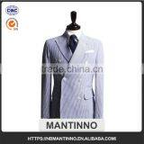 2017 Autumn Winter New Style Light Blue Seersucker Tailored Suits for Men thumbnail-1