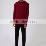 Custom Design Plain Extreme Ripped Oversized Longline Distressed Classic Fit Hoodie Burgundy Split Sides thumbnail-5