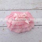 New Arrivlal American Hot Girl Picture Baby Girls Bloomers Plain White 3 Layers Diaper Cover With Bow Wholesale thumbnail-2