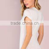 Runwaylover 5488 New Design Sexy Ladies White Deep V-neck Bodysuit thumbnail-4