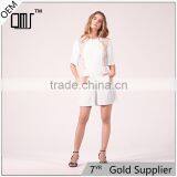 WOMEN Round Neck and Short Sleeves Sexy Lace Bare Back Jumpsuit thumbnail-1