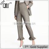Summer Ankle-length Frill Trousers Woven Women Slacks thumbnail-1