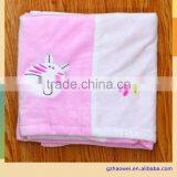 Plain Animal Embroidered Double Color Block Baby Soft Thick Fleece Blanket thumbnail-3