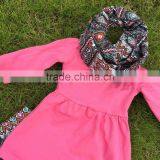 2-7t FALL/Winter Kids OUTFITS 3 Pieces Scarf Pant Sets Girls Hot Sell Aztec Boutique Clothes Kids Hot Pink Top Sets thumbnail-2