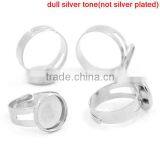 Copper Rings Adjustable Round Disc Silver Tone Cabochon Setting 17.9mm Ring Setting thumbnail-3