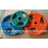 Tri Grip Rubber Coated Olympic Barbell Plate Weight Lifting Plate thumbnail-2