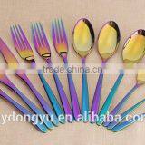 Colorful 304 Stainless Steel Fork Spoon Knife / Titanium Plate Stainless Steel Spoon /fancy Dinnerware Tableware