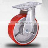 4 Inch Heavy Load Cast Steel 0.6mm Steel Shaft Turning Brake PU Castor Roller Wheel thumbnail-4