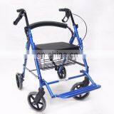 China Manufacturers Aluminum Transport Rollator Walker With Seat and Footrest thumbnail-2