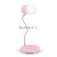 2020 Amazon LED Touch Wirless Phone Charging Bedside Lamp Music Bluetooth Speaker Bedeside Lamp Living Room Decoration thumbnail-3