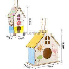 Wooden DIY Birdhouse Wood Toys 3D Painting Bird House For Kid Children Education thumbnail-2