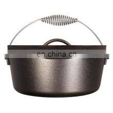 9 QT Dutch Oven Cast Iron Pot Outdoor Camp Cooking Camping Campfire Cookware thumbnail-2