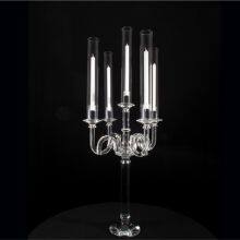 Long Stemmed 9 Arms Crystal Candelabra Centerpieces Crystal Candle Holder For Wedding Decoration thumbnail-2