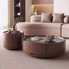 Durable Sintered Stone Table Top Wood Coffee Table