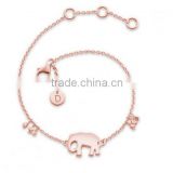 Fashion Bracelet For Women, 316l Stainless Steel Silver Rose Gold Plated Elephant Good Karma Bracelet