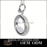 925 Silver Artificial Diamond Round Ring Pendant for Women Large Sterling Silver Pendant thumbnail-3