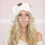 Fashion Cute Bowknot Flower Plain Knitting Lady Women Headband thumbnail-2