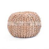 Natural Fibres Hand Knitted Round Foot Stool Rest Pouf thumbnail-1