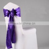 Purple satin chair sashes plain dyed organza fabric for banquet wedding Party Decoration Bow, home and hotel
