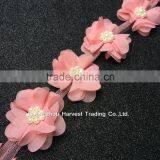 Lovely Pearl Chiffon Flower Lace,Flower Trimming On Tulle For Children Clothing thumbnail-1