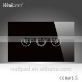 2015 Wallpad LED Black Crystal Glass Panel 110~250V US/Australia Standard Dimmer Electrical Soft Touch Dimmer Light Switch