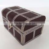 TREASURE CHEST, ARTIFICIAL LEATHER FINISH, WOODEN HANDMADE MULTI-PURPOSE BOX (6"x4"x3.5" INCH) DARK BROWN thumbnail-1