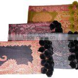 Wool Jamavar Shawls With Rabbit Fur Balls