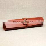 China Supplier Personalized Genuine Leather Holder Pen Case With Strap