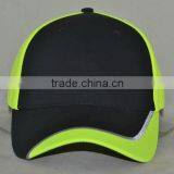 Guangzhou Hat Factory Professional Custom 100% Polyester Black/green Stitching Baseball Cap