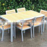 Modern Aluminum Frame And Teakwood Dining Room Set thumbnail-3