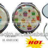 Metal Round Shape Two Sided Epoxy Sticker Logo Pocket Make up Mirror thumbnail-1