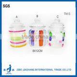 Hand Painted Design Bell Shape Mini Glass Candy Jar With Glass Lid