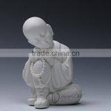Modern Garden Decor White Marble Baby Buddha Statue thumbnail-4