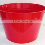Large Metal Round Bucket in Red Color thumbnail-3