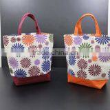 Flora Print Jute Shopping Bag With Bottom One Color Fabric Jute thumbnail-4