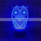 UCHOME Owl 3D Illusion Lamp 7 Color Changing Touch/Press Table Desk LED Night Light thumbnail-3