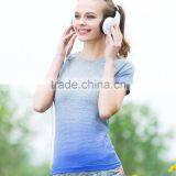 Custom Women Seamless Nylon Yoga T Shirt thumbnail-4