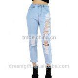 Simple Pants Hole Torn Female Jeans Women's Cool Denim Pants Straight Jeans for Girl Destroyed Casual Pants thumbnail-6