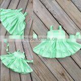 Latest Kids Modeling Clothes Fairy Mint Green Cotton Dress Children Lace Frocks thumbnail-1
