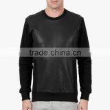 Man PU Leather Cotton Blend Embriodered Pullover Men Bulk Blouse Top thumbnail-2