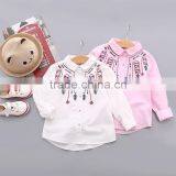 S33421W Girls Spring&Autumn Blouses Long Sleeved White Kids Shirt Embroidered Girl Blouse thumbnail-1